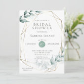 Invitation Fête des mariées | Grayed Jade Green Botanical (Debout devant)