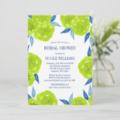 Invitation Fête des mariées Green Navy Blue Watercolor (Debout devant)