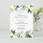 Invitation Fête des mariées Green & White Garden Blooms (Debout devant)
