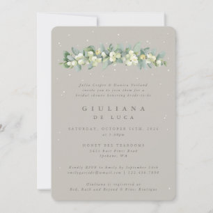 Invitation Fête des mariées Greige Snowberry+Eucalyptus