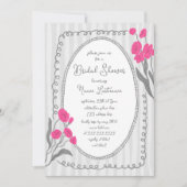 Invitation Fête des mariées Gris Rose Whimsical Main Peint (Devant)