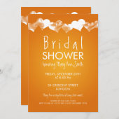 Invitation Fête des mariées Grunge Hearts Orange (Devant / Derrière)