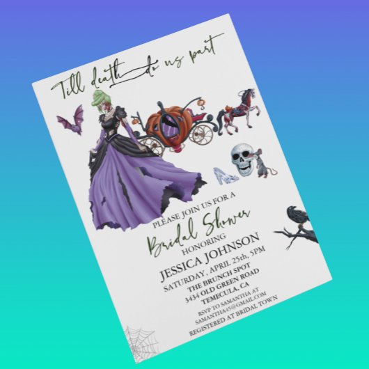 Invitation Fête des mariées Halloween mariée Zombie Princesse