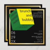 Invitation Fête des mariées High Tech Géométrique Cube blanch (Devant / Derrière)