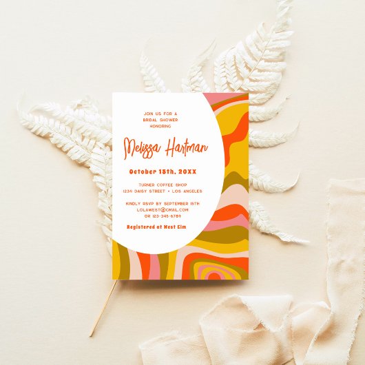 Invitation Fête des mariées Hippie rétro super