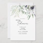 Invitation Fête des mariées Hiver Blanc Floral Botanique (Devant)