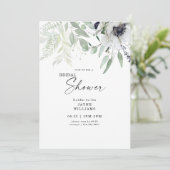 Invitation Fête des mariées Hiver Blanc Floral Botanique (Debout devant)