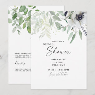 Invitation Fête des mariées Hiver Blanc Floral Botanique