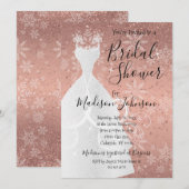 Invitation  Fête des mariées hiver neige - Rose Gold (Devant / Derrière)