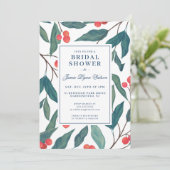 Invitation Fête des mariées | Holiday Holly & Berries (Debout devant)