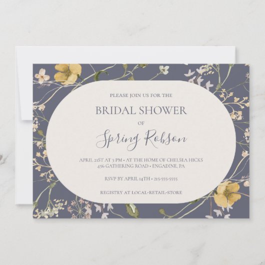 Invitation Fête des mariées horizontale Fleur sauvage ressort (Devant)