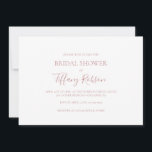Invitation Fête des mariées horizontale Rose simple et élégan<br><div class="desc">Cette simple invitation à la douche nuptiale horizontale en or rose est parfaite pour votre mariage rose or minimaliste classique. Le design est composé d'une vintage classique minimaliste, d'une police d'or blush contemporaine et d'une calligraphie formelle romantique délicate. Il est parfait pour les mariages de luxe du printemps, de l'été,...</div>