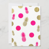 Invitation Fête des mariées Hot Rose & Gold Dots & Ananas (Dos)