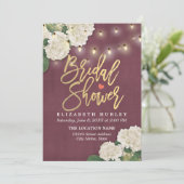 Invitation Fête des mariées Hydrangea Fleurs Lumière Bourgogn (Debout devant)