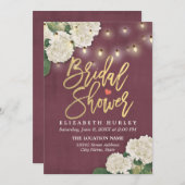 Invitation Fête des mariées Hydrangea Fleurs Lumière Bourgogn (Devant / Derrière)