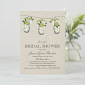 Invitation Fête des mariées Hydrangea Mason Jar (Debout devant)