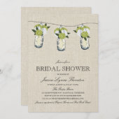 Invitation Fête des mariées Hydrangea Mason Jar (Devant / Derrière)