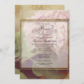 Invitation Fête des mariées Hydrangea rose vintage (Devant / Derrière)