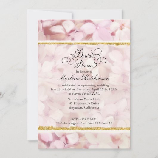Invitation Fête des mariées Hydrangea rose vintage (Devant)