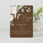 Invitation Fête des mariées Hydrangeas Brown et crème blanche (Debout devant)