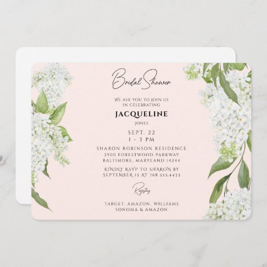 Invitation Fête des mariées II des Hydrangées blanches (Devant / Derrière)