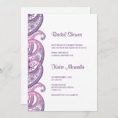 Invitation Fête des mariées indienne rose et pourpre (Devant / Derrière)