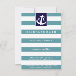 Invitation Fête des mariées - Initiales nautiques
