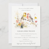 Invitation Fête des mariées Inséparable d'aquarelle botanique (Devant)