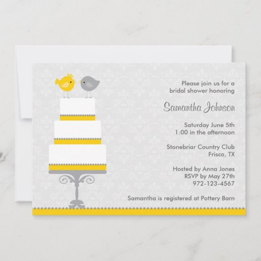 Invitation Fête des mariées Inséparables Jaune et (Devant)