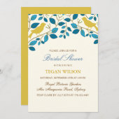 Invitation Fête des mariées Inséparables jaunes (Devant / Derrière)