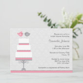 Invitation Fête des mariées Inséparables rose et g (Debout devant)