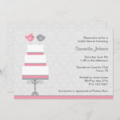 Invitation Fête des mariées Inséparables rose et g (Devant / Derrière)