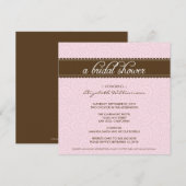 Invitation Fête des mariées intemporel (rose/choco (Devant / Derrière)