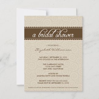 Invitation Fête des mariées intemporel (taupe/choc