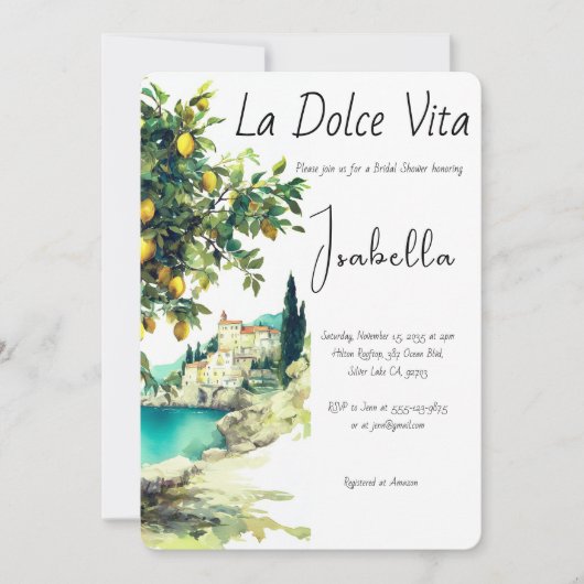 Invitation Fête des mariées italienne La Dolce Vita (Devant)