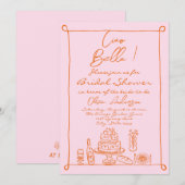 Invitation Fête des mariées Italienne Retro Orange Rose (Devant / Derrière)