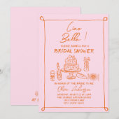 Invitation Fête des mariées Italienne Retro Orange Rose (Devant / Derrière)