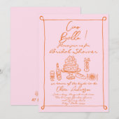 Invitation Fête des mariées Italienne Retro Orange Rose (Devant / Derrière)