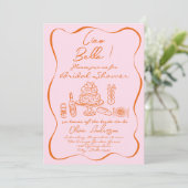 Invitation Fête des mariées Italienne Retro Orange Rose (Debout devant)