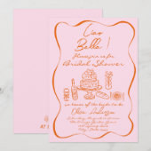 Invitation Fête des mariées Italienne Retro Orange Rose (Devant / Derrière)
