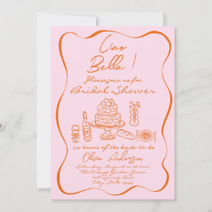 Invitation Fête des mariées Italienne Retro Orange Rose
