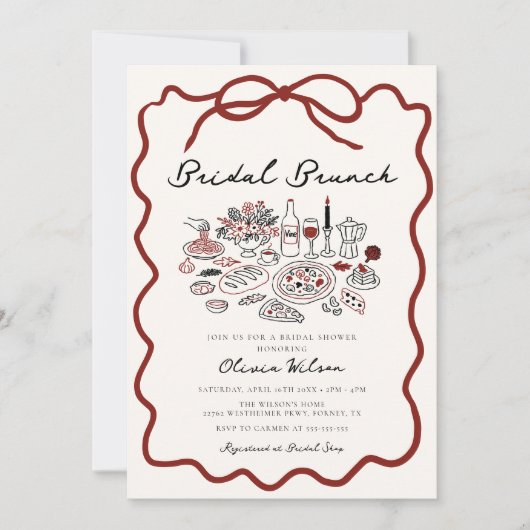 Invitation Fête des mariées italienne Scribble Bow (Devant)