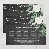 Invitation Fête des mariées Itinéraire Fleur blanche Lumières (Devant / Derrière)