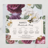 Invitation Fête des mariées Itinéraire Fleur papillon floral (Devant / Derrière)