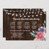 Invitation Fête des mariées Itinéraire Fleur rose Lumières ru (Devant / Derrière)