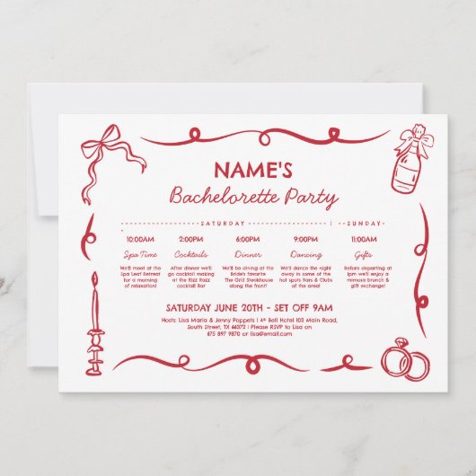 Invitation Fête des mariées Itinéraire main lunaire tiré (Devant)