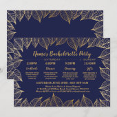 Invitation Fête des mariées Itinéraire Marine Feuilles d'or É (Devant / Derrière)