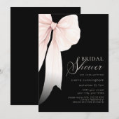 Invitation Fête des mariées ivoire et coquette noire (Devant / Derrière)