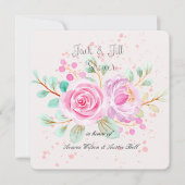 Invitation Fête des mariées Jack et Jill Aquarelle Roses rose (Devant)