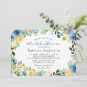 Invitation Fête des mariées Jardin botanique bleu jaune (Debout devant)
